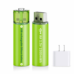 ODM OEM USB Lithium Rechargeable Batteries AA Green 1500mWh